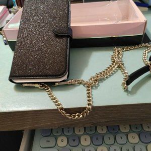 Brand New Kate Spade crossbody black glitter iphone case 12/12 pro case